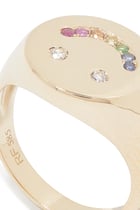 Smiley Multi-color Sapphire & Diamond Signet Ring